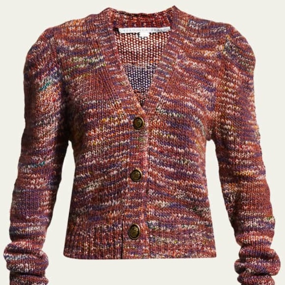 NWT Veronica Beard Amosa Knit Puff-Sleeve Cardigan - size XL - Picture 3 of 8
